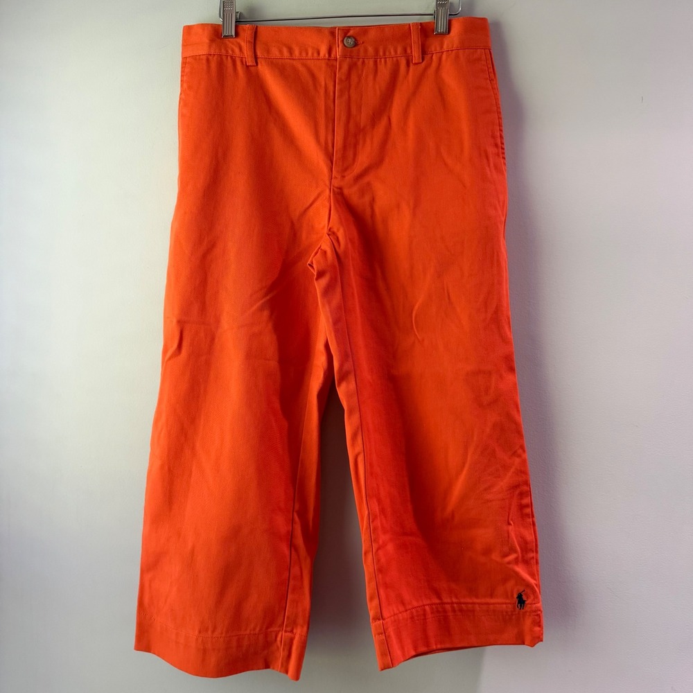 Ralph Lauren Sport Chino Pants Womens 8 Orange Wide Leg Cropped Cotton
